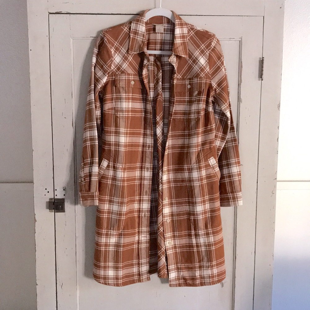 Duluth Trading Co. long Flannel Duster Shirt